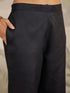Black Cotton Blend Yoke Embroidered Straight Kurta Set